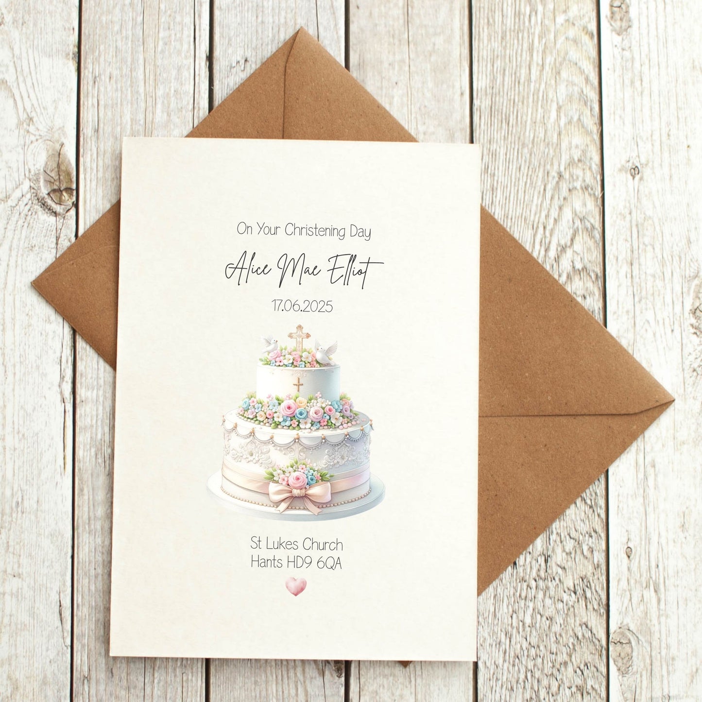 Personalised Baby Girl Christening Card