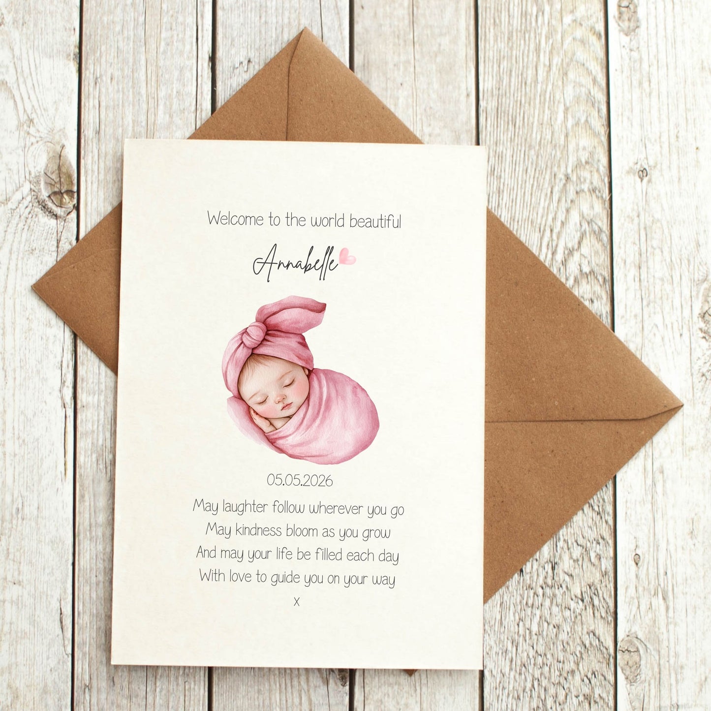 Welcome to the World - New Baby Girl Poem Card