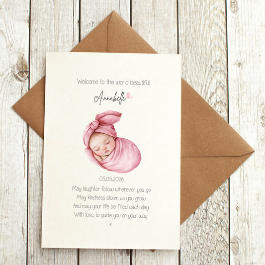 Welcome to the World - New Baby Girl Poem Card
