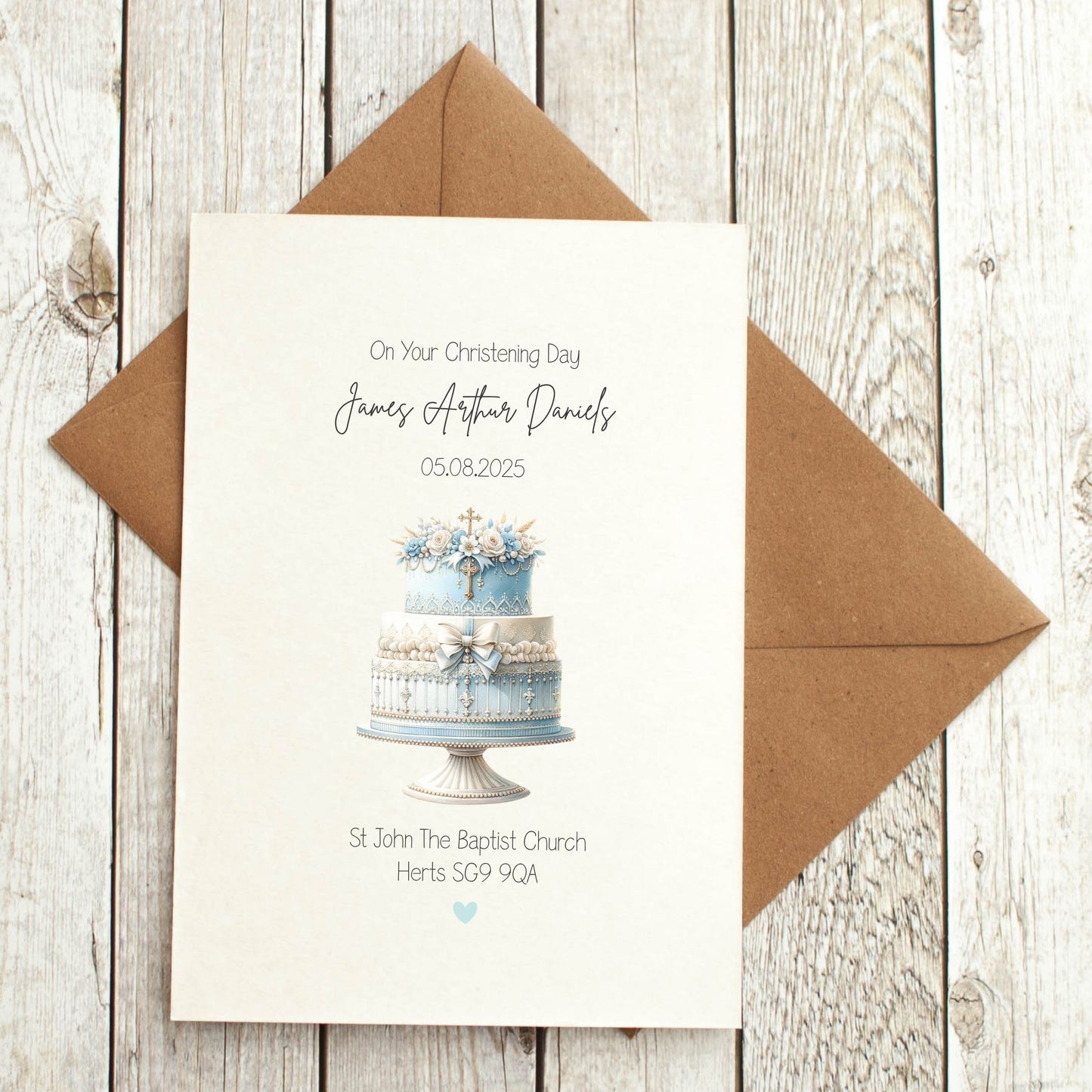 Personalised Baby Boy Christening Card