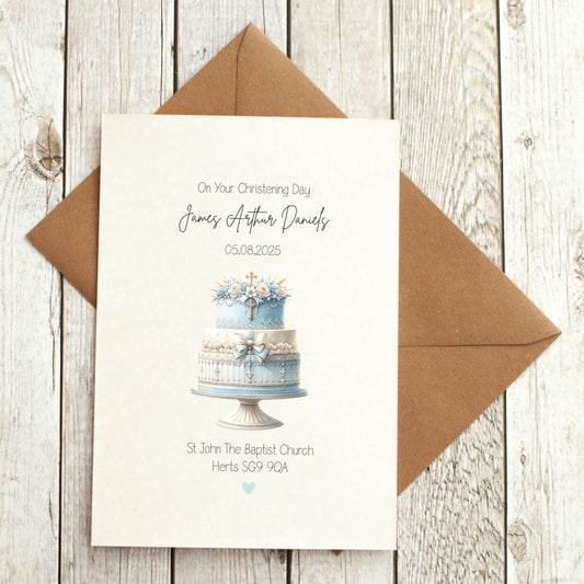 Personalised Baby Boy Christening Card