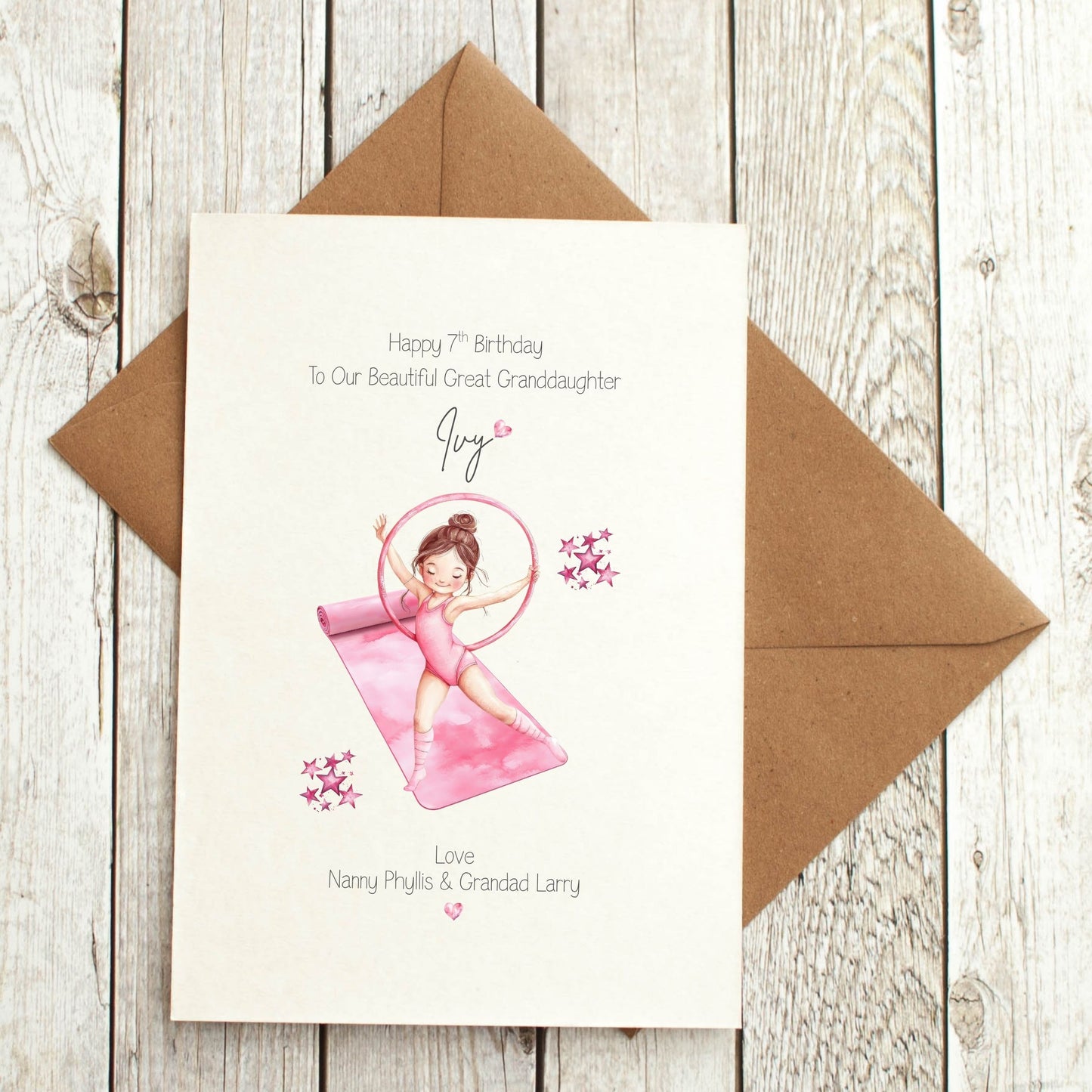 Personalised Gymnastics Birthday Card - For Girls