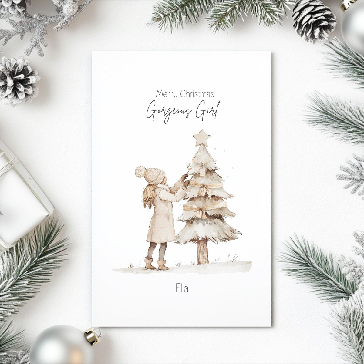 Personalised Christmas Card For Little Girl