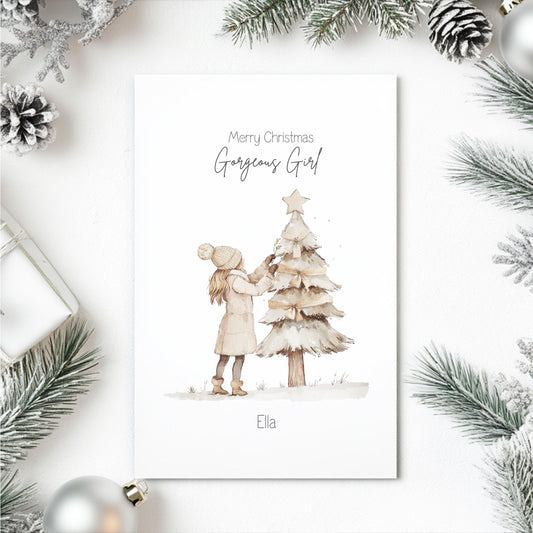 Personalised Christmas Card For Little Girl