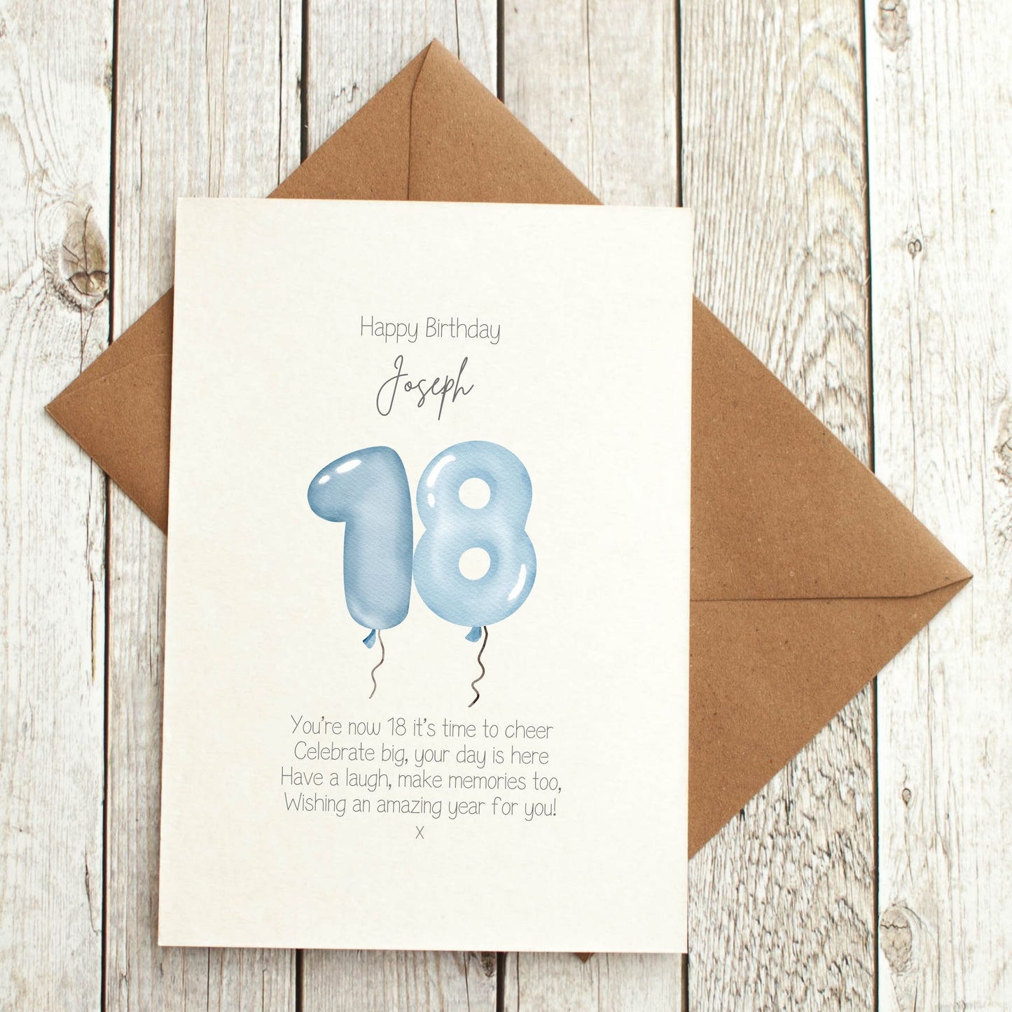 Balloon Birthday Poem Card - 16th, 18th & 21st | For Him