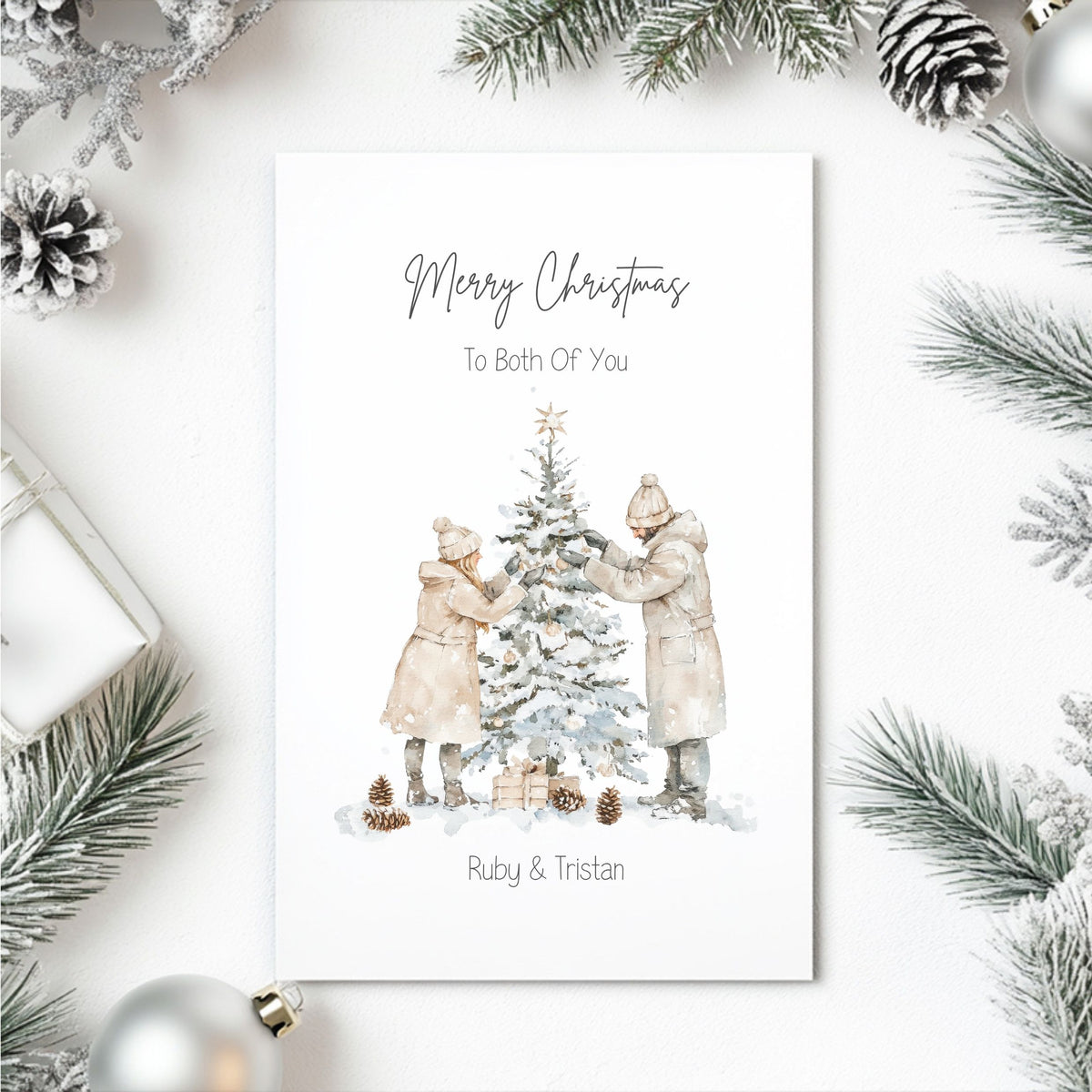 Personalised Christmas Card For Couple