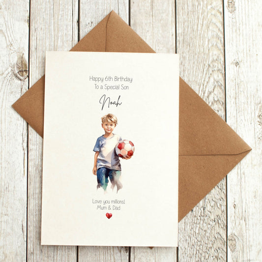 Boys Personalised Football Birthday Card